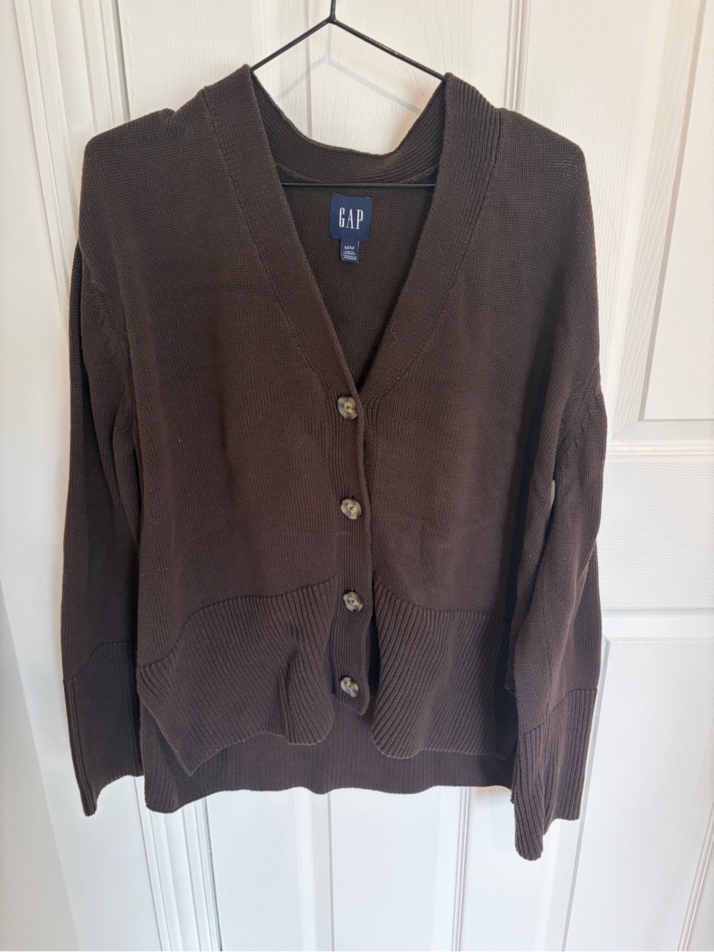 GAP Women's Dark Brown Button-Front V-Neck Cardigan